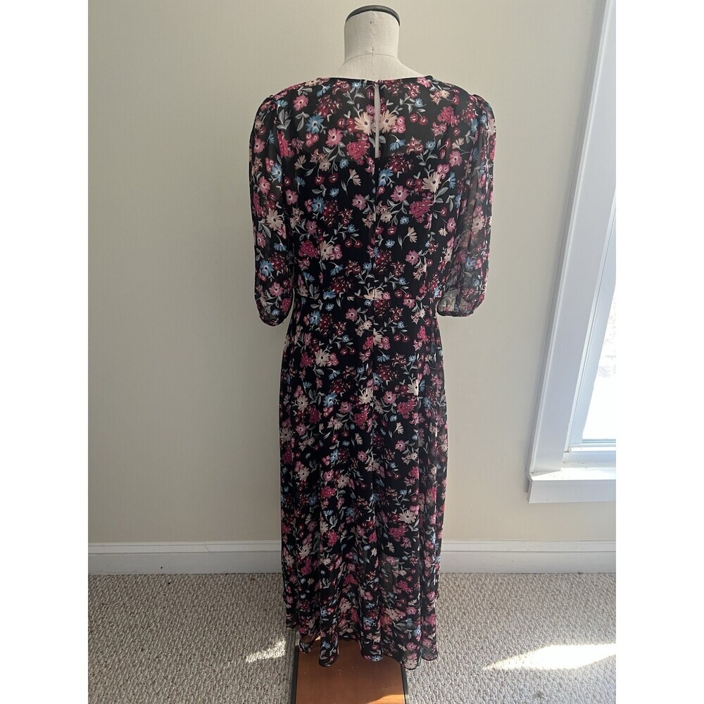 Calvin Klein Floral Puff Sleeve MIDI Dress SZ 12 Romantic Easter Church Modest - Picture 5 of 7